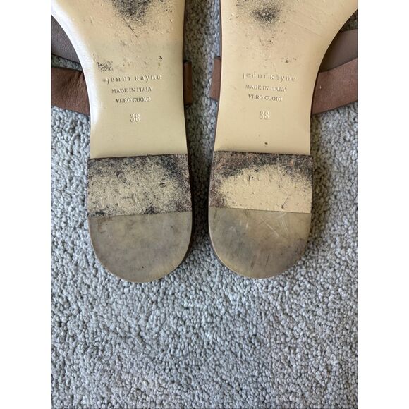 Jenni Kayne Oiled Leather Strap Sandals Toe Post Flats in Tan Women's 38 US 7.5, - Picture 9 of 9